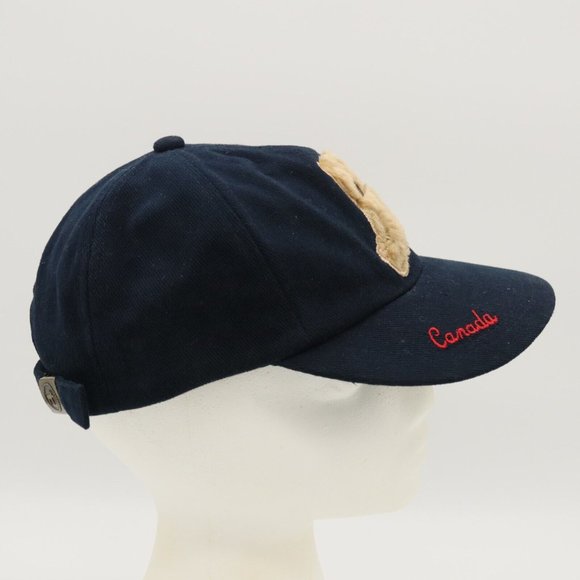 Youth Baseball Cap Hat - Navy Canada w/ Canadian Flag and Fuzzy Bear - Picture 6 of 8
